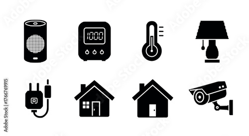Smart home icons collection featuring gadgets and appliances