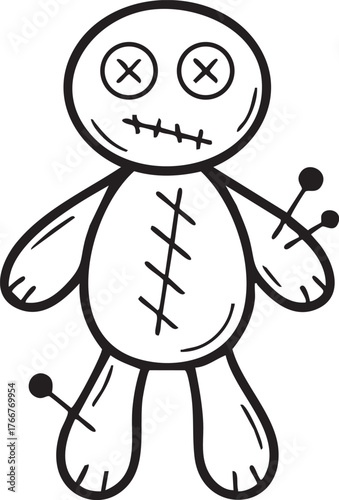 Vector Editable Halloween Voodoo Doll Outline