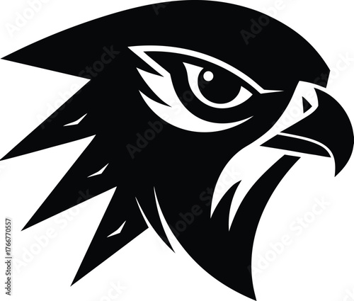 Aggressive falcon head icon with predatory gaze