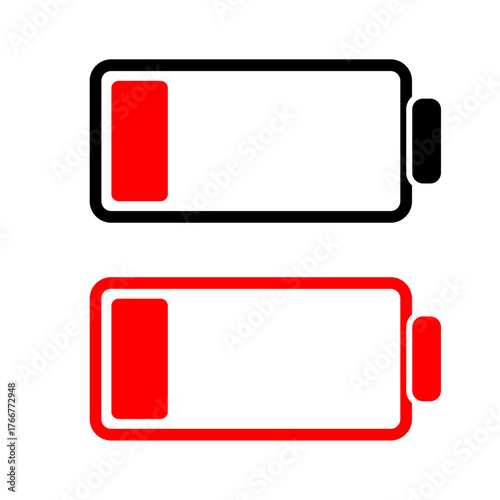low battery graphic. red and black. vector file