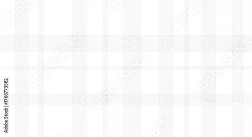 Close-up of a white and gray plaid pattern on a fabric with a shallow depth of field and soft focus, creating a textured background.