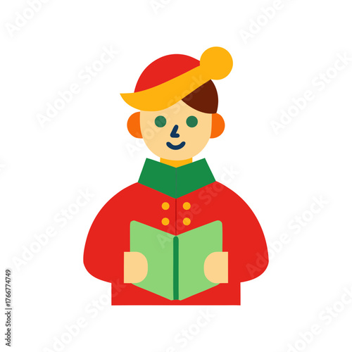 a caroler singing with a songbook  vector art  