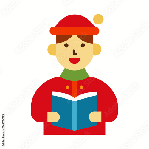 a caroler singing with a songbook  vector art  