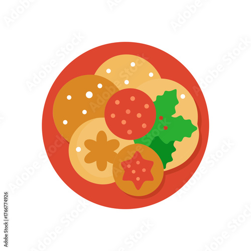 a plate with christmas cookies  vector art  