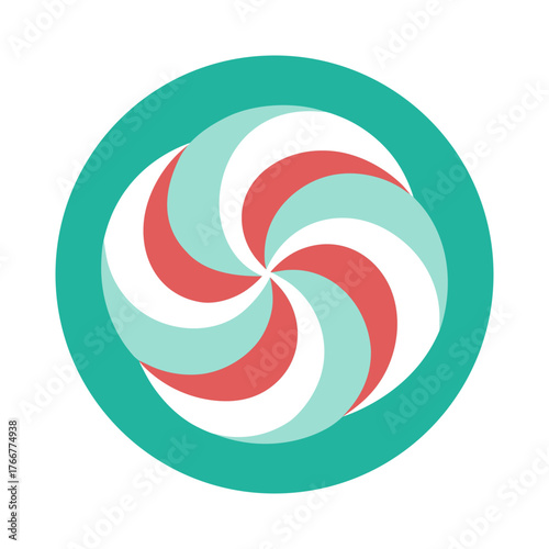 a peppermint swirl candy  simple flat color vector