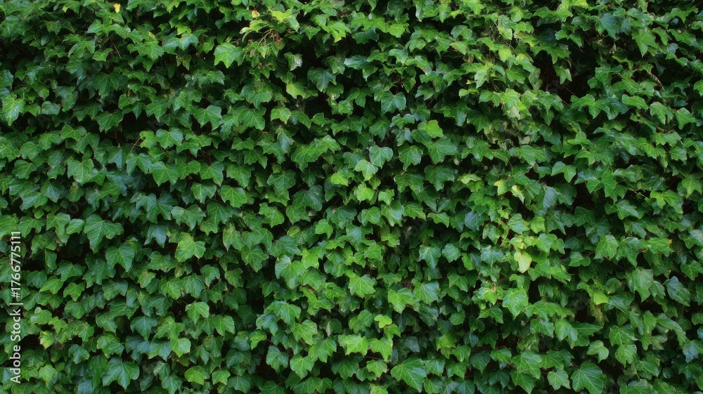 Fototapeta premium Dense ivy foliage with vibrant green hue. AI image