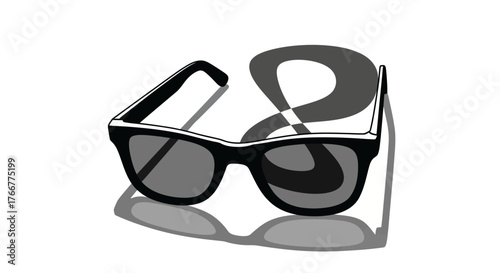 Pair blackrimmed sunglasses casting shadow shaped like the infinity symbol, , representing endless possibilities or eternal style