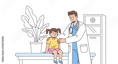 Pediatrician examining child doctor visit healthcare professional medical consultation checkup wellness clinic care