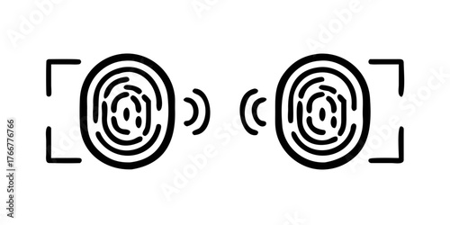 Fingerprint icon Black & white. Simple vector illustration isolated on transparent background. for your apps, websites and security purpose
