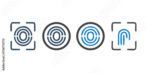 Fingerprint icon Black & white. Simple vector illustration isolated on transparent background. for your apps, websites and security purpose
