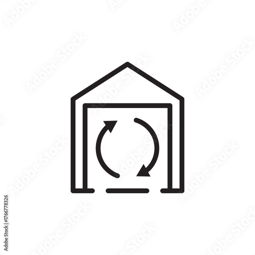 Return logistics icon symbolizing product flow and recovery, representing modern supply chain reverse movement, efficient returns management, and specialized recycling and repair systems.