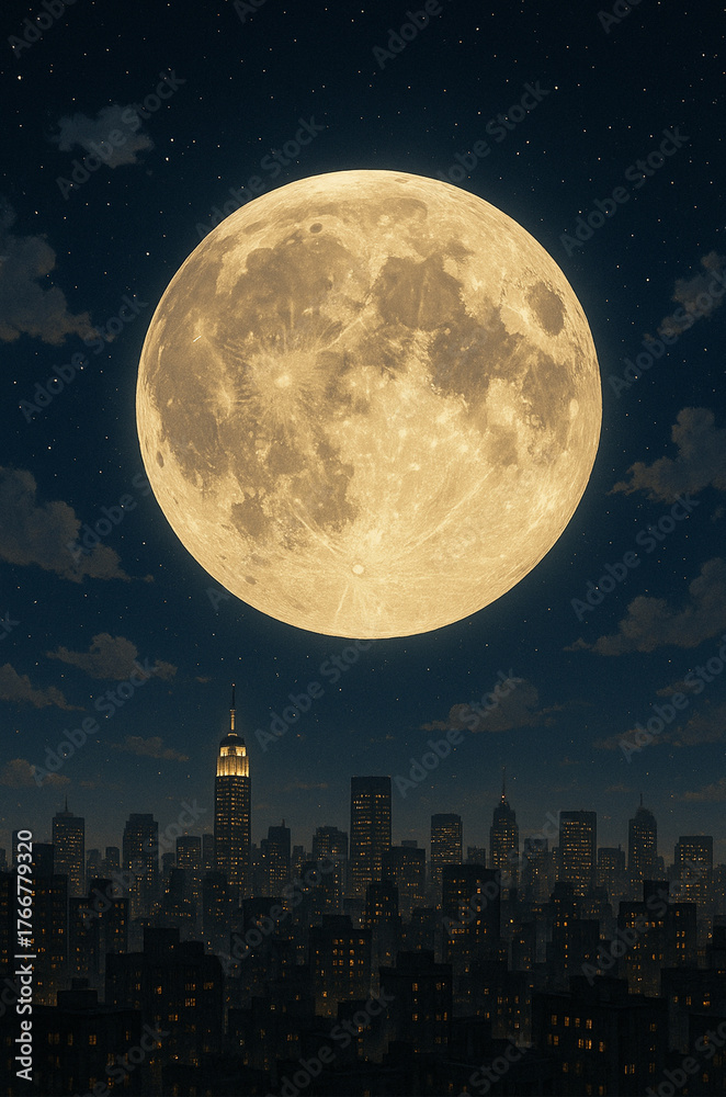 Fototapeta premium moon over city