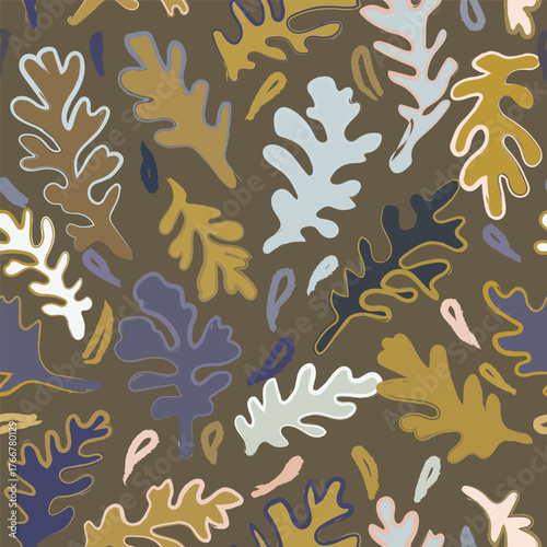 Abstract seamless pattern with leaves. Vector background for various surface. Seamless stylish leaves pattern. Vector illustration.