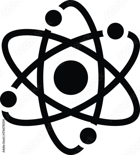 Stylized atomic structure icon representing science and research
