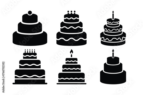 Cake silhouette set for bakery decoration