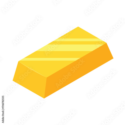 Gold bar isolated on white background. Golden bullion view from different sides. Gold bar cartoon vector.