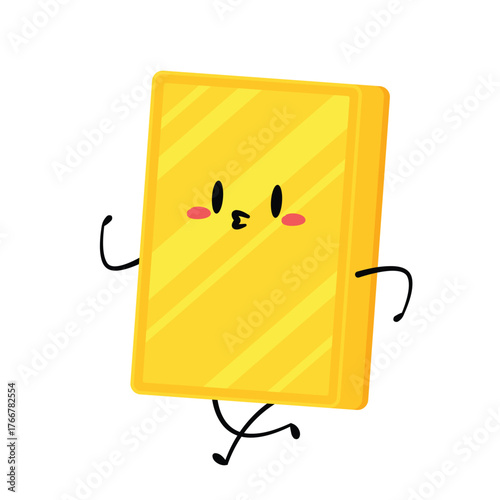 Gold bar character isolated on white background. Golden bullion view from different sides. Gold bar cartoon vector.