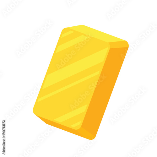Gold bar isolated on white background. Golden bullion view from different sides. Gold bar cartoon vector.