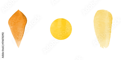 An illustration shows abstract watercolor elements. There are orange and yellow shapes and petals, set against a clean white background. The style is painterly.