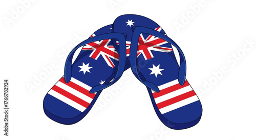 Pair flipflops decorated with the australian flag