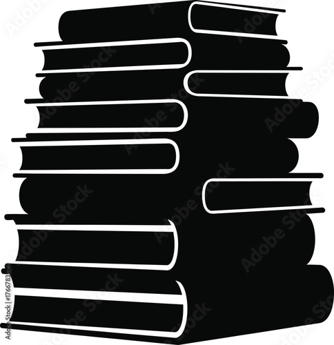 Silhouette of a tall stack of hardcover books