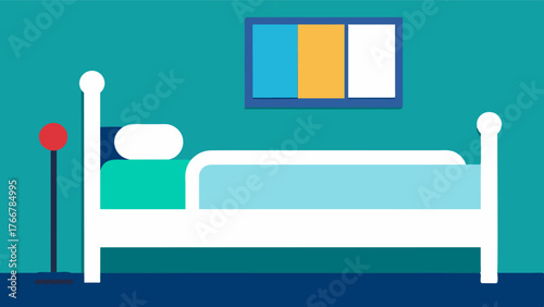 A bedroom with a bed rail to prevent falls and make getting in and out of bed easier for older adults.. Vector illustration