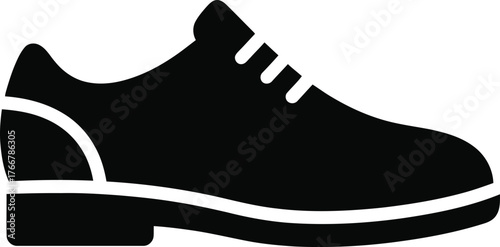 Classic black oxford dress shoe silhouette with white accents