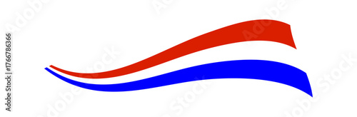 Abstract waving ribbons vector in red, white, and blue colors, perfect for symbolizing patriotism, speed, Dutch or French flag concepts, movement, and dynamic flow.
