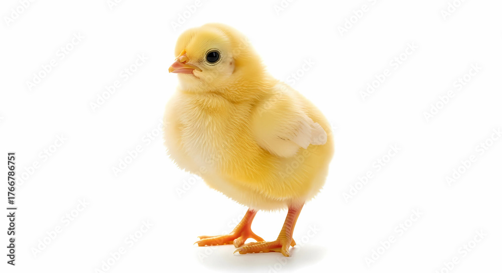 Fototapeta premium Fluffy chick isolated on clean white backdrop