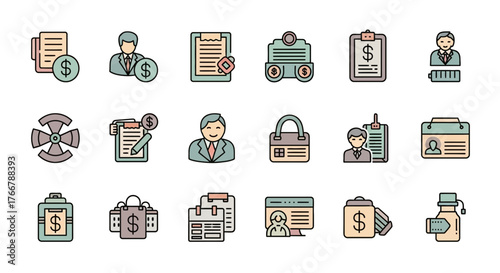 Collection of Business and Finance Icons Representing Various Concepts 1.