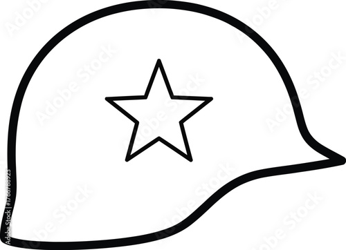 Vector art of military helmet with white star on green background for army soldier