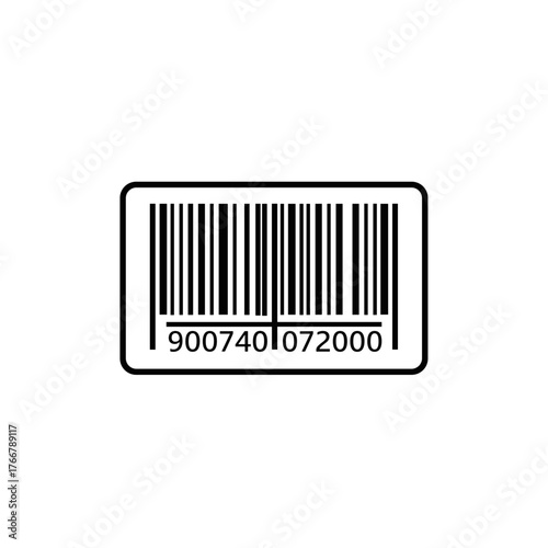 Depiction of barcode on white background. Simple image displays scannable barcode, its vertical lines and numerical code printed underneath, a representation of product identification.