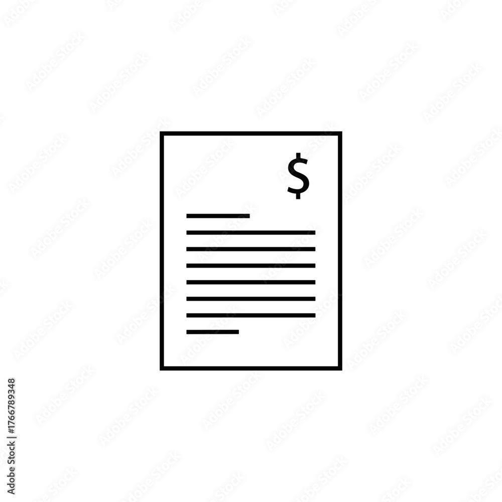 Invoice on white background with dollar sign depicts financial transactions. Invoice provides financial record of services rendered, including cost details.