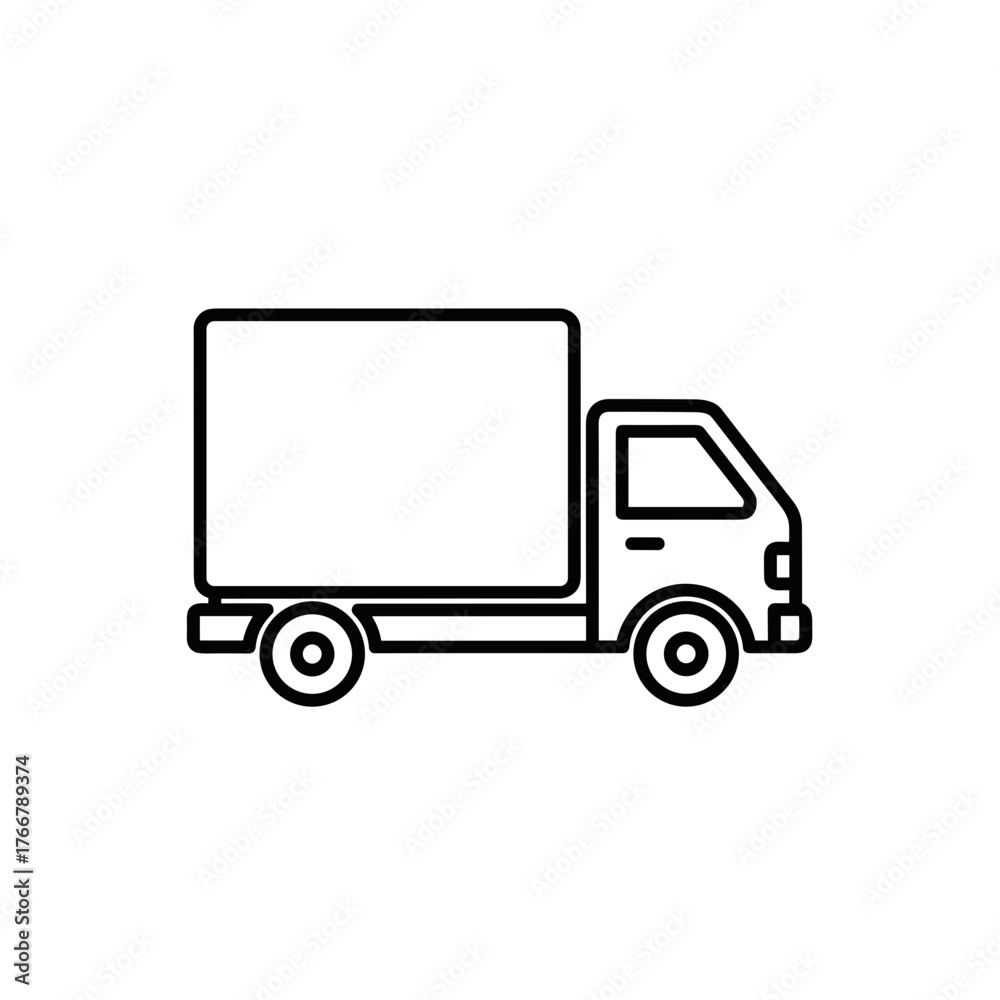 Fototapeta premium Truck icon graphic illustration represents vehicle for transportation of goods. Simple truck icon, cargo delivery service. Concept truck icon symbolizes logistics operations.
