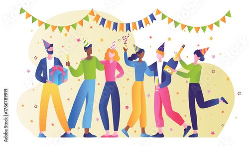 Celebrating Group of People Enjoying Party Together