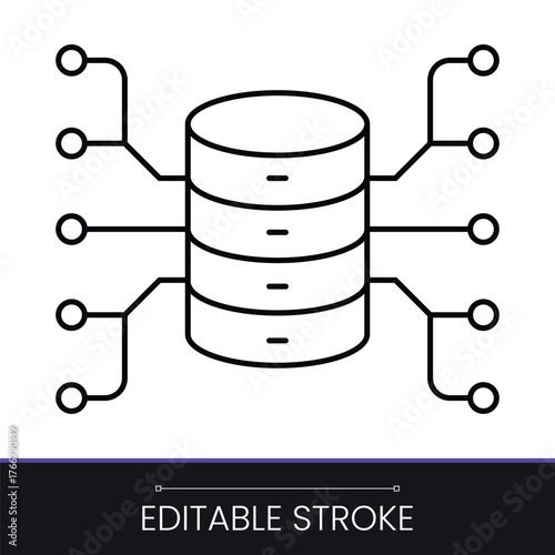 Database server connected to a digital data network icon.