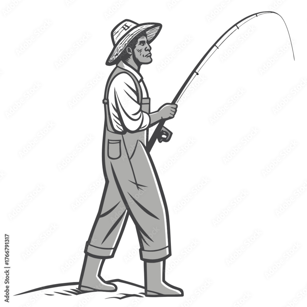 Obraz premium fisherman with fishing rod