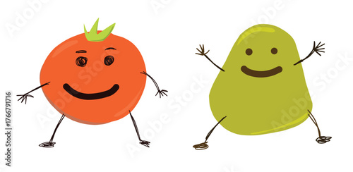peanut and tomato vector cartoon character.eps