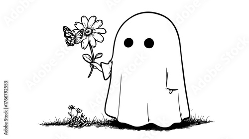 Little Friends Enjoying a Halloween Party doodle style 