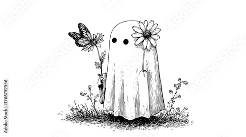 Little Friends Enjoying a Halloween Party doodle style 