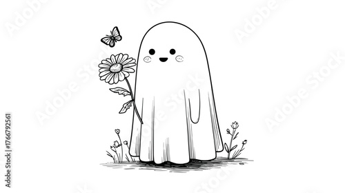 Little Friends Enjoying a Halloween Party doodle style 