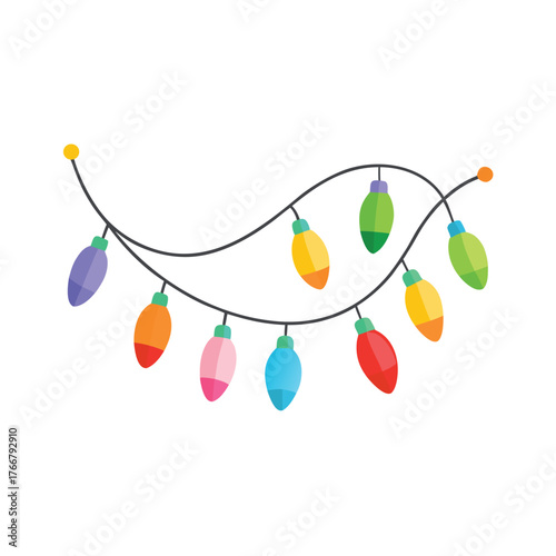 Flat Garland Vector Icon with Ribbon for Festive, Party, and Holiday Decoration Concepts