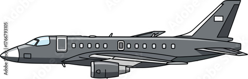 Vector art of gray private jet flying in the sky for business or personal travel