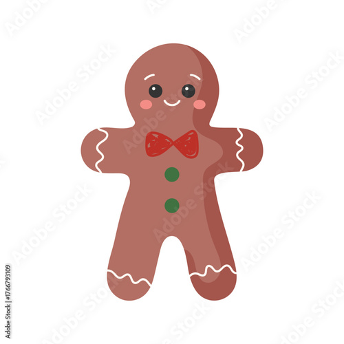 Cute gingerbread man isolated on white background