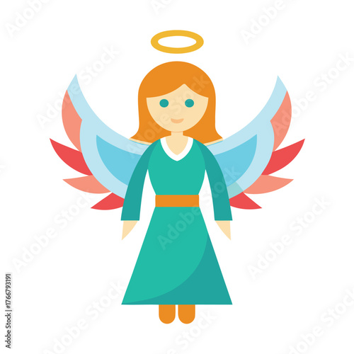 Angel Holding Christmas Gift Vector Icon for Holiday Celebration, Festive Design, and Winter Decoration Concepts