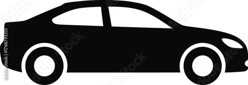 Simple black silhouette of a modern sedan car