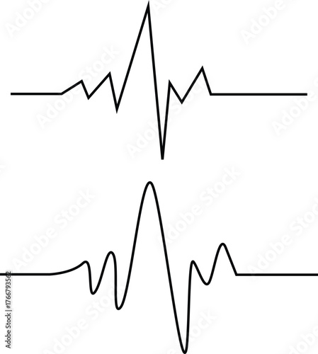 heart beat graph alive sign on ecg Vector Graphic Set: ECG Heartbeat Line and Waveform Signals Illustration
Black and White Sound Waveform and Signal Analysis Icons - Digital Pulse Graph Line Art