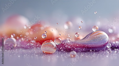 Iridescent Soap Bubbles Macro Photography With Soft Pastel Colors And Sparkling Highlights In A Studio Setting