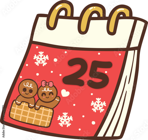 christmas calendar with gingerbread couple clip art preview