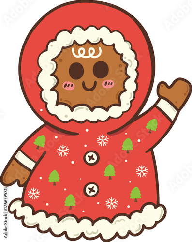 Gingerbread christmas cookie illustration cartoon hand drawn